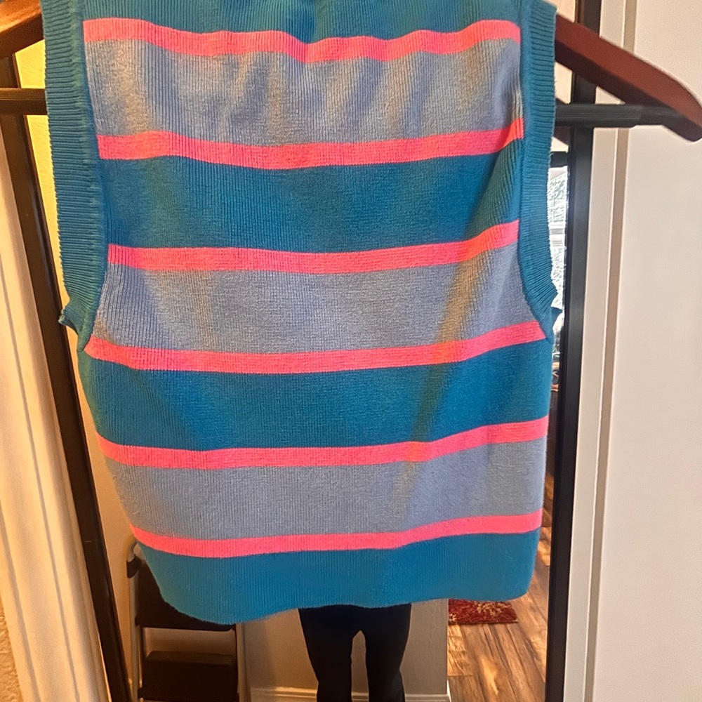 Zara Blue Pink Striped Knit Crop Top S Y2K Barbiecore - Picture 5 of 5